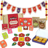 Abhinandan Box of DIY Decoratives, Laxmi Ganesh Tea-Light Stand & Health-Packed Goodies